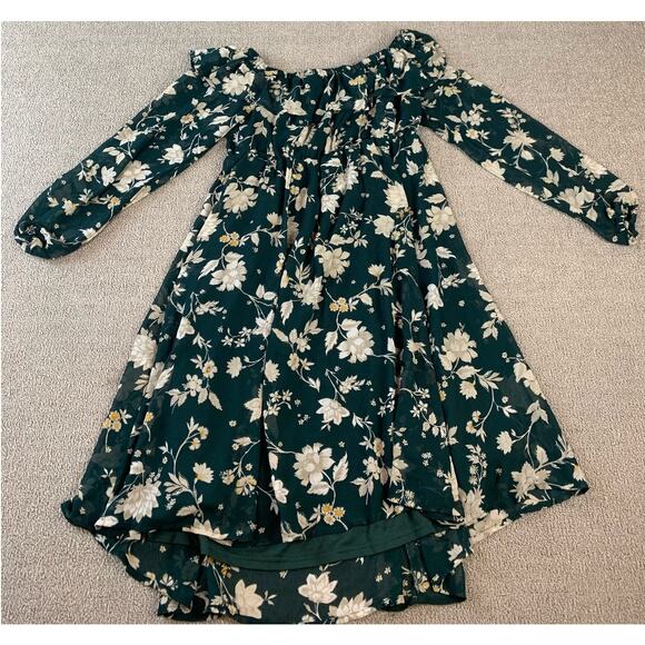 Torrid Dress Mini Off the Shoulder Floral Green Size 10 (M/L) - Picture 3 of 9